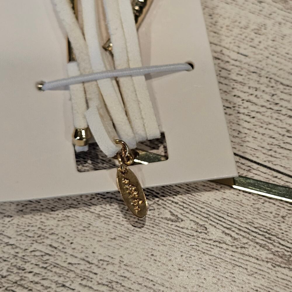 Ettika White Vegan Suede Wrap Necklace Multi-Strand Gold-Tone Festival Boho - Picture 5 of 5
